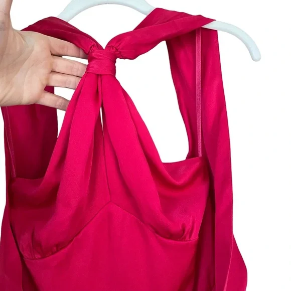Banana Republic Monogram 100% Silk Maxi Dress Gown Pink Red Size 6 Wedding